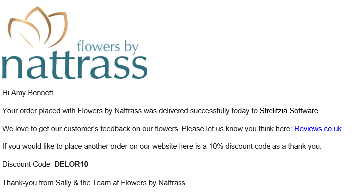 Delivery Confirmation Email